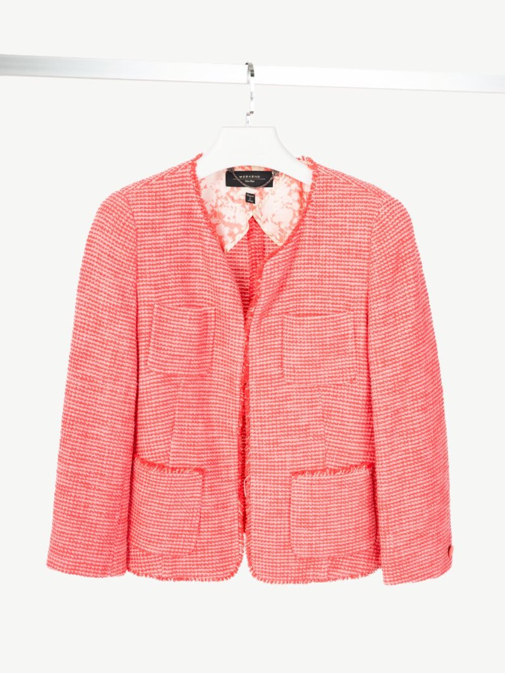 Weekend Max Mara Pink Cotton Tweed-Knit Collarless Blazer